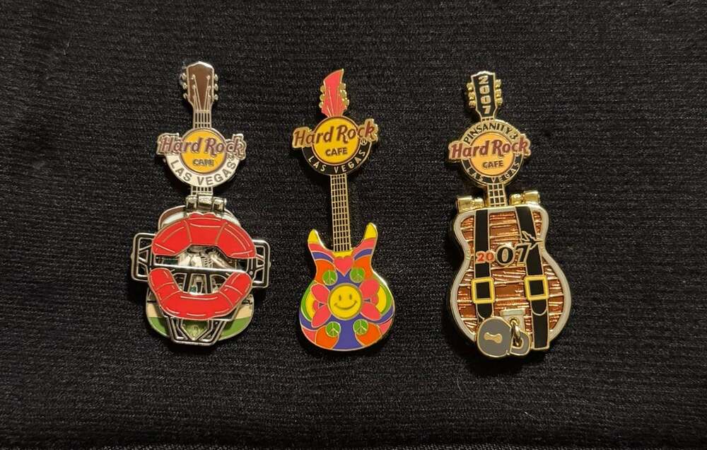 Hard Rock Cafe Las Vegas Collector Guitar Pins - Lot of 3